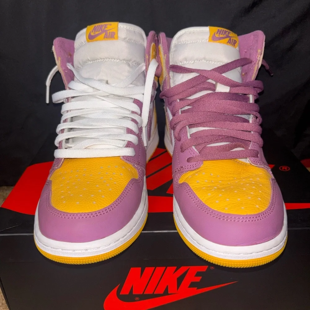 Nike Air Jordan 1 High — Purple, Yellow & White Men’s Sneakers